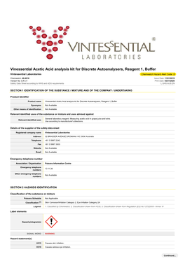 Vinessential Acetic Acid Analysis Kit for Discrete Autoanalysers, Reagent 1, Buffer