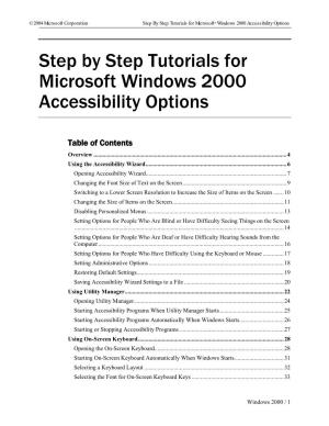Windows 2000 Accessibility Options
