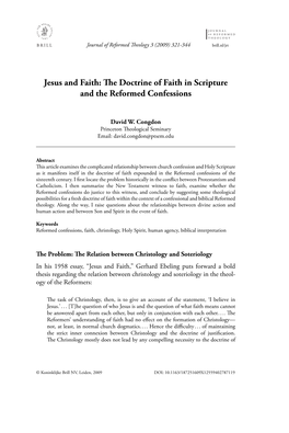 Jesus and Faith: Th E Doctrine of Faith in Scripture and the Reformed Confessions