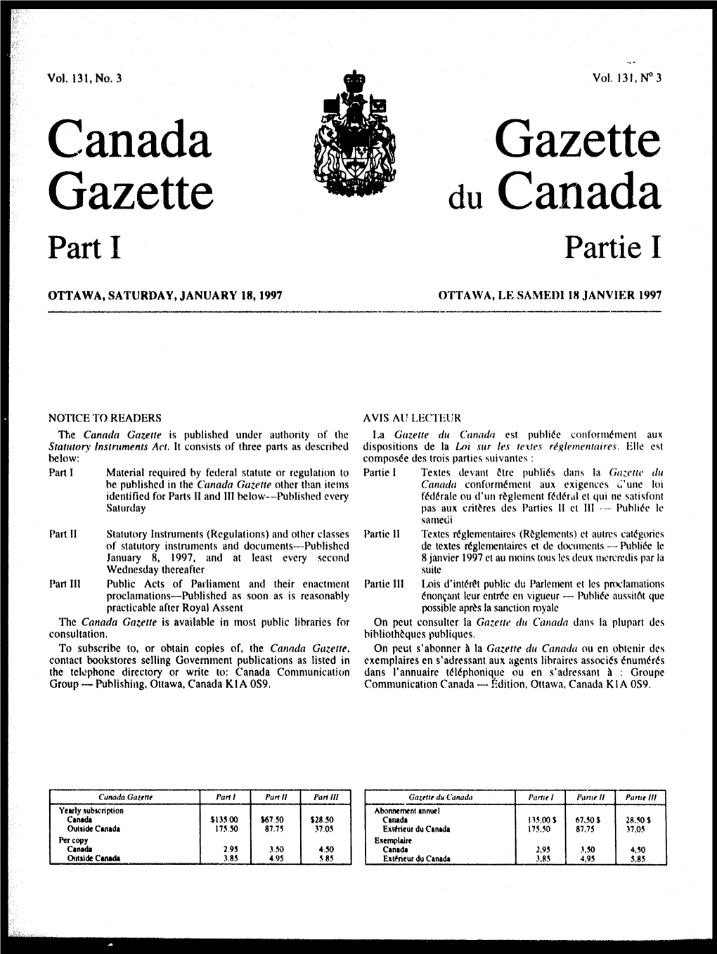 Canada Gazette Du Canada