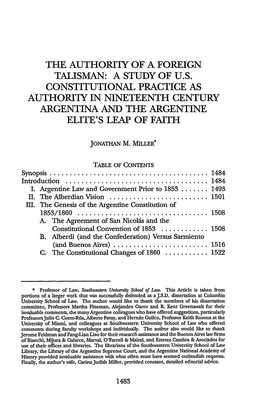 The Authority of a Foreign Talisman: a Study of U.S