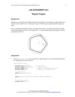 LAB ASSIGNMENT A6.2 Regular Polygon