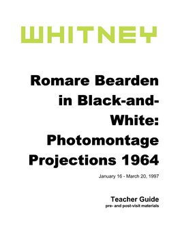 Romare Bearden in Black-And- White: Photomontage Projections 1964