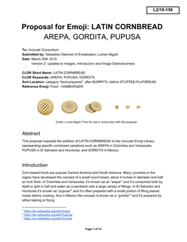 Proposal for Emoji: LATIN CORNBREAD AREPA, GORDITA, PUPUSA