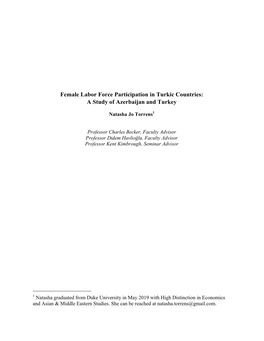Female Labor Force Participation in Turkic Countries: a Study of Azerbaijan and Turkey