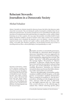 Reluctant Stewards: Journalism in a Democratic Society Michael