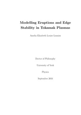 Modelling Eruptions and Edge Stability in Tokamak Plasmas