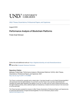 Performance Analysis of Blockchain Platforms