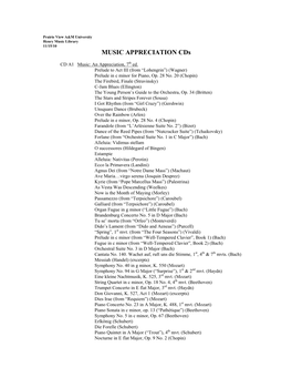 MUSIC APPRECIATION Cds
