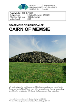 Cairn of Memsie Statement of Significance