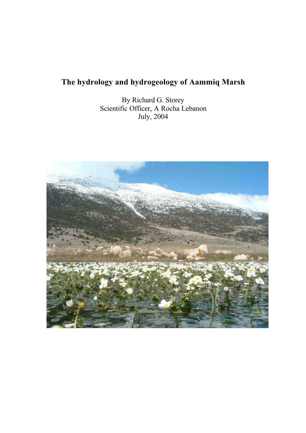 The Hydrology and Hydrogeology of Aammiq Marsh