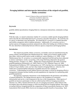 Foraging Habitats and Interspecies Interactions of the Striped Red Goatfish, Mullus Surmuletus