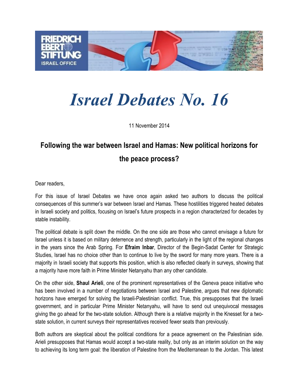 Israel Debates No. 16