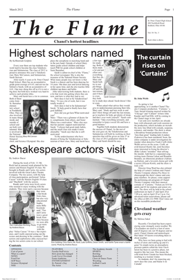 Highest Scholars Named Shakespeare Actors Visit