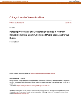 Parading Protestants and Consenting Catholics in Northern Ireland: Communal Conflict, Contested Public Space, and Group Rights