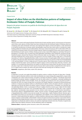 Impact of Alien Fishes on the Distribution Pattern of Indigenous Freshwater Fishes of Punjab, Pakistan