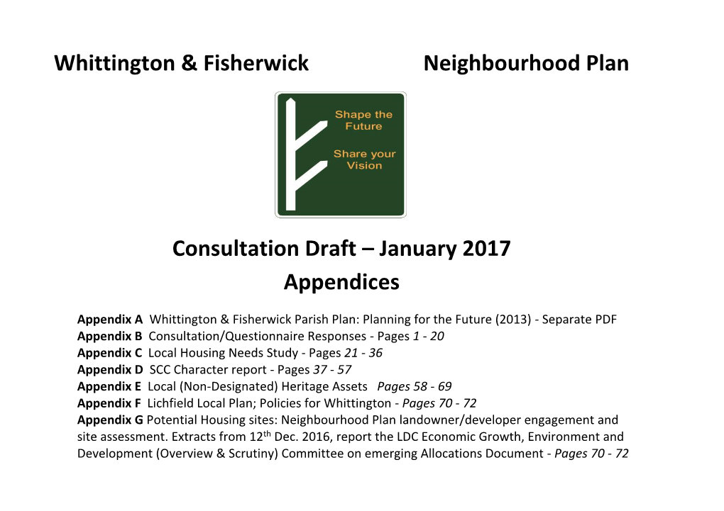 Whittington & Fisherwick Neighbourhood Plan Appendices