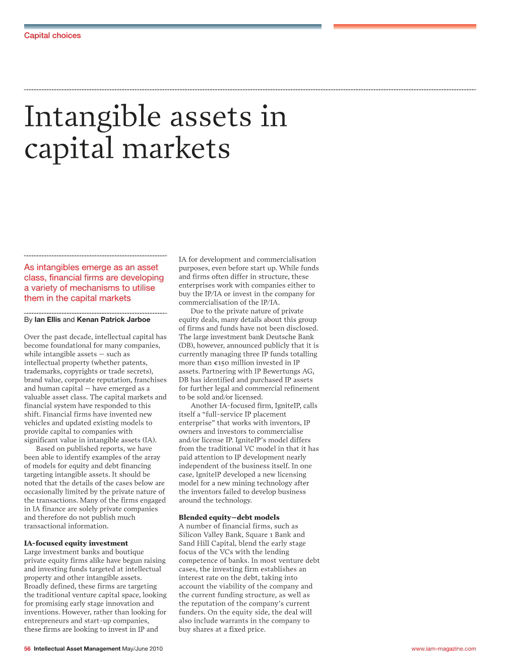 Intangible Assets in Capital Markets