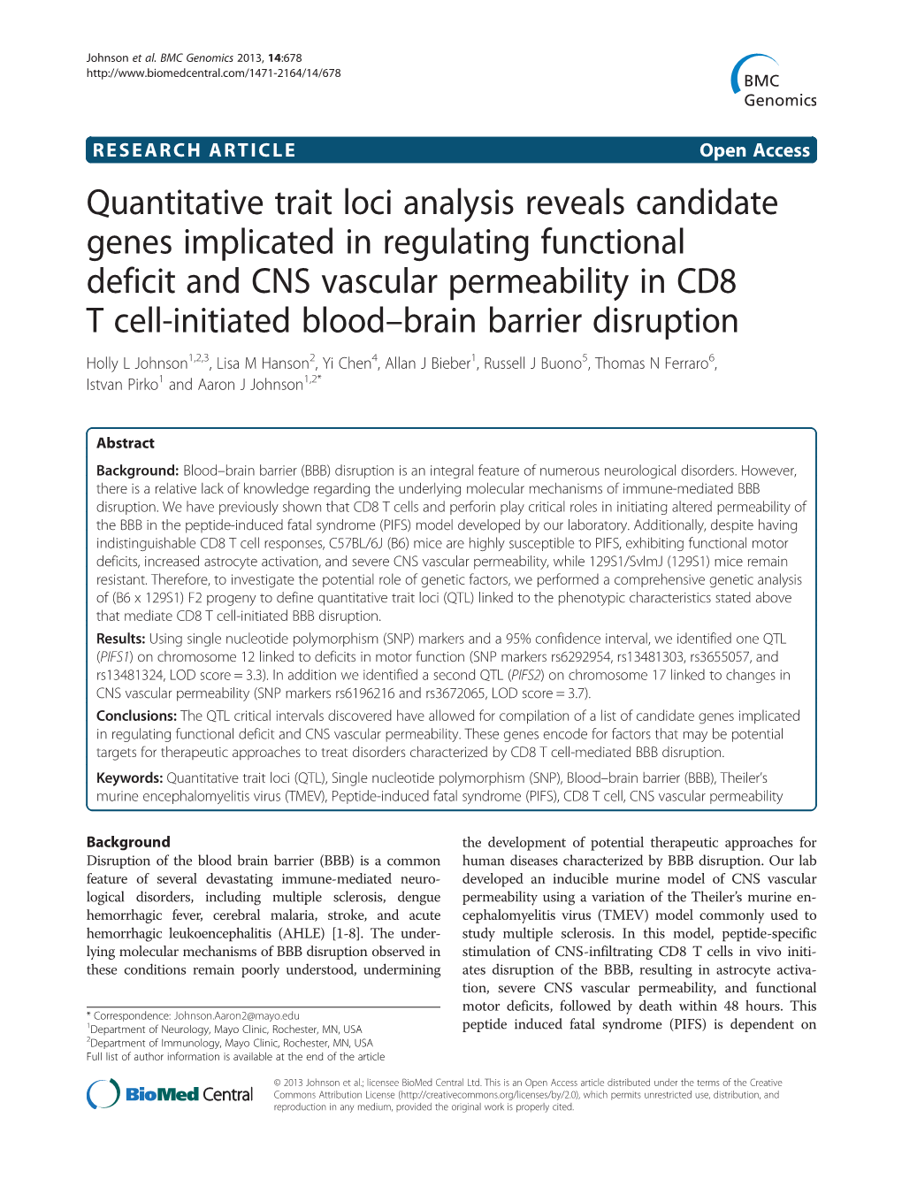 Quantitative Trait Loci Analysis Reveals Candidate Genes Implicated In