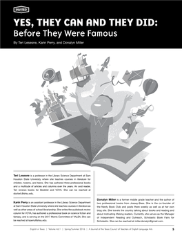 YES, THEY CAN and THEY DID: Before They Were Famous by Teri Lesesne, Karin Perry, and Donalyn Miller