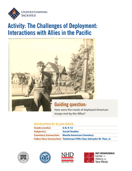 Activity: the Challenges of Deployment: Interactions with Allies in the Pacific