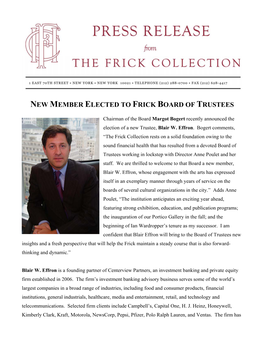 New Member Elected to Frick Board of Trustees