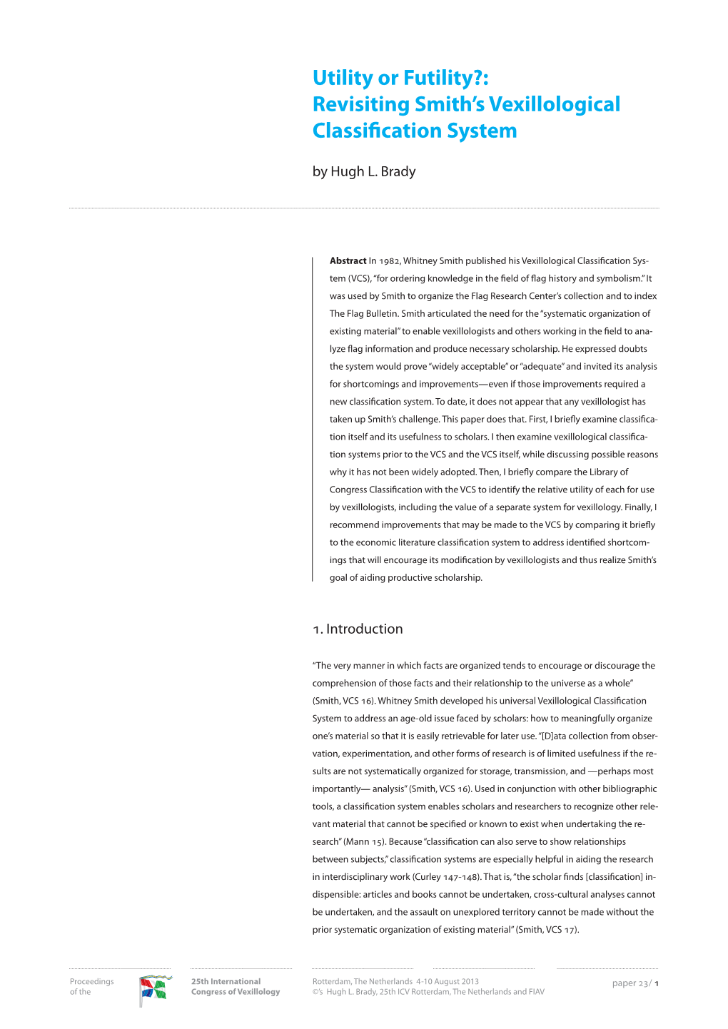 Revisiting Smith's Vexillological Classification System