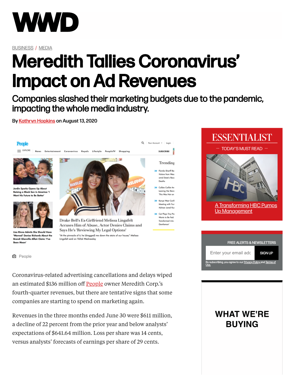 People Owner Meredith Tallies Coronavirus' Impact on Ad