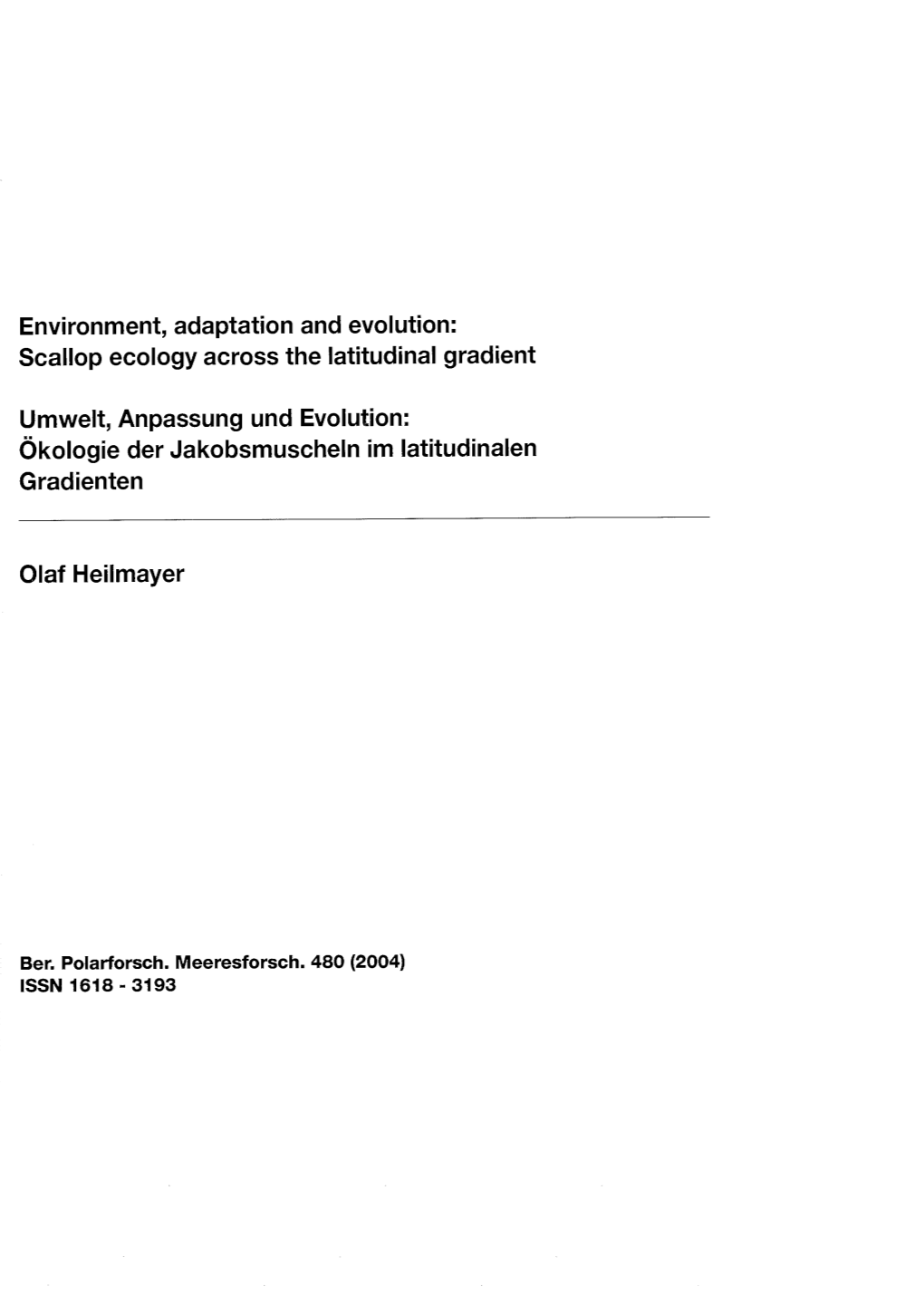 Scallop Ecology Across the Latitudinal Gradient Umwelt, Anpassung Und Evolution