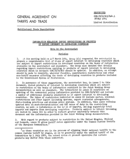GENERAL AGREEMENT on COM.TD/W/203/Rev.128 May 1974 TARIFFS and TRADE Limited Distribution