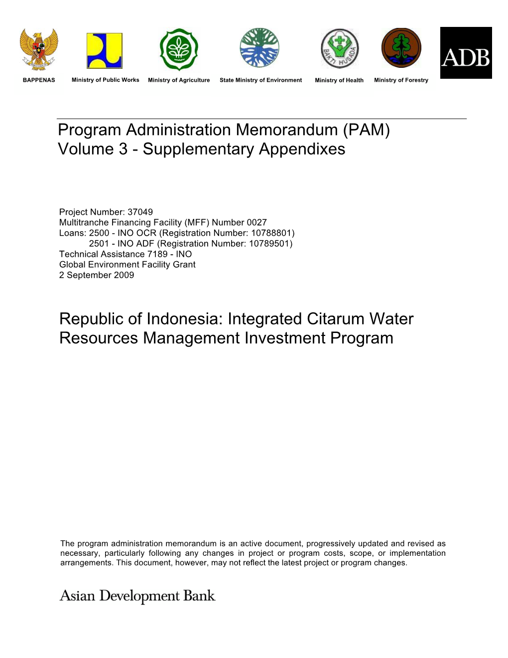 Integrated Citarum Water Resources Management Investment Program