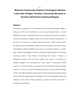 Molecular Community Analysis of Acetogenic Bacteria in the Guts of Higher Termites: Community Structure in Termites with Diverse Feeding Strategies