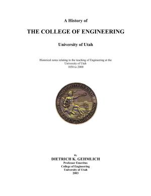 A History of the COLLEGE of ENGINEERING University of Utah