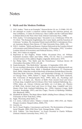 1 Myth and the Modern Problem