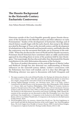 The Hussite Background to the Sixteenth-Century Eucharistic Controversy