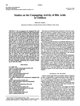 Studies on the Conjugating Activity of Bile Acids in Children