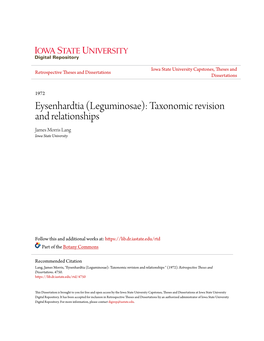 Eysenhardtia (Leguminosae): Taxonomic Revision and Relationships James Morris Lang Iowa State University