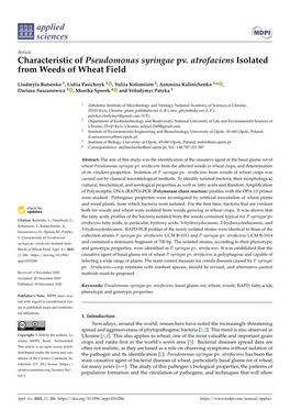 Characteristic of Pseudomonas Syringae Pv. Atrofaciens Isolated from Weeds of Wheat Field