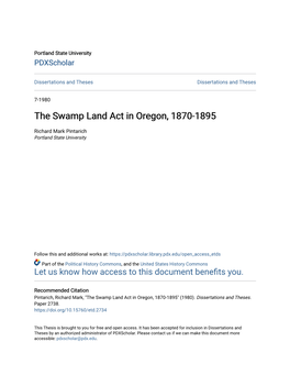 The Swamp Land Act in Oregon, 1870-1895