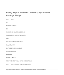 Happy Days in Southern California, by Frederick Hastings Rindge