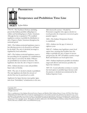 Temperance and Prohibition Timeline