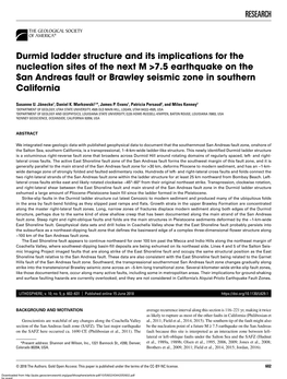RESEARCH Durmid Ladder Structure and Its Implications for The