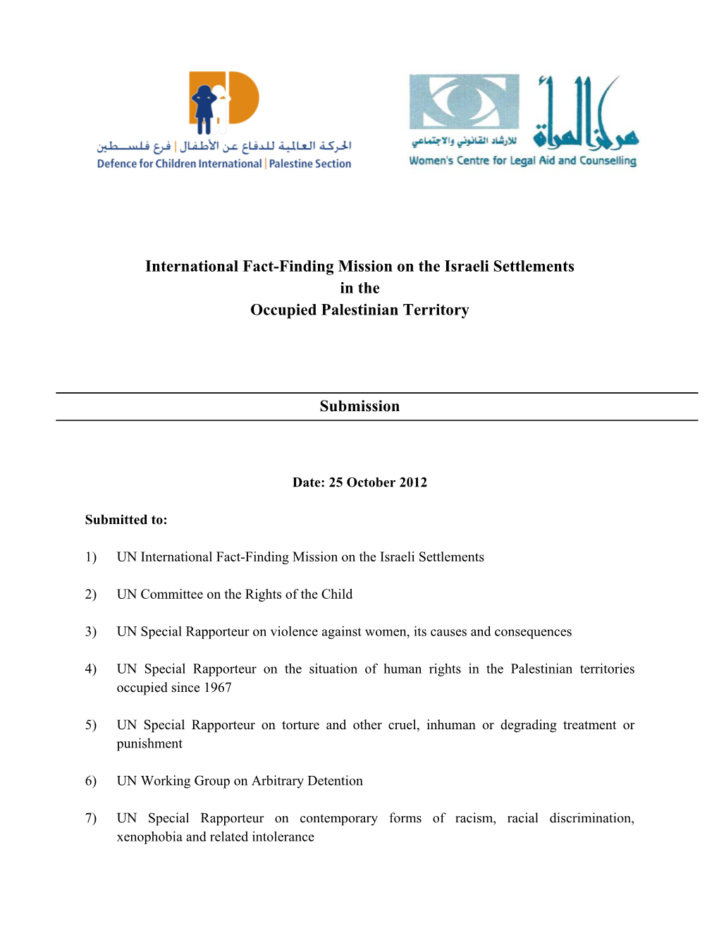 International Fact-Finding Mission on the Israeli Settlements in the Occupied Palestinian Territory