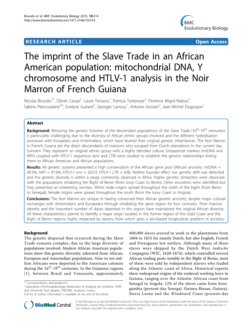 The Imprint of the Slave Trade in an African American Population