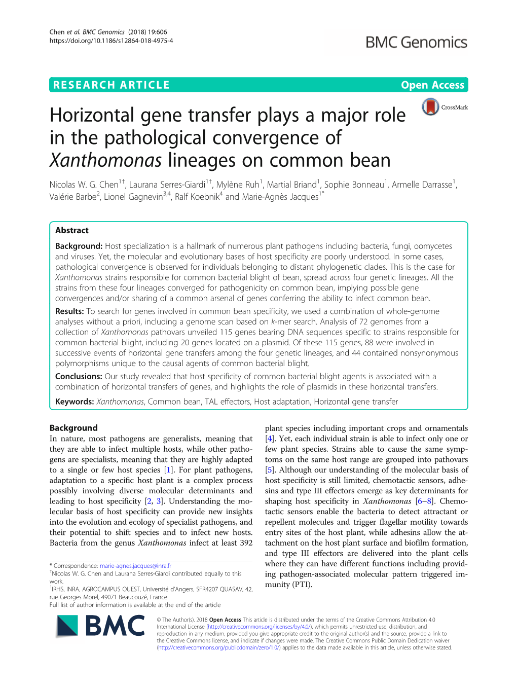 Horizontal Gene Transfer Plays a Major Role in the Pathological Convergence of Xanthomonas Lineages on Common Bean Nicolas W