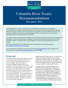 Columbia River Treaty: Recommendations December 2013