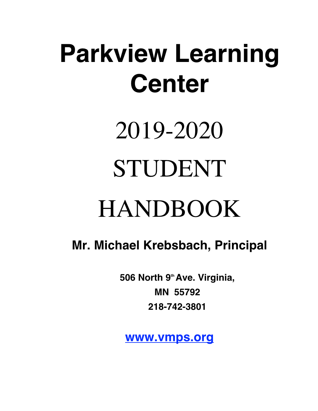 Parkview Student Handbook 2019-2020