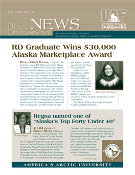 RD Graduate Wins $30,000 Alaska Marketplace Award