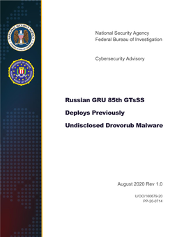 Russian GRU 85Th Gtsss Deploys Previously Undisclosed Drovorub Malware