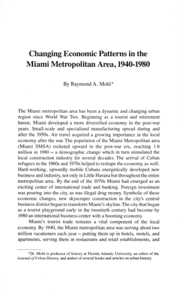 Changing Economic Patterns in the Miami Metropolitan Area, 1940-1948